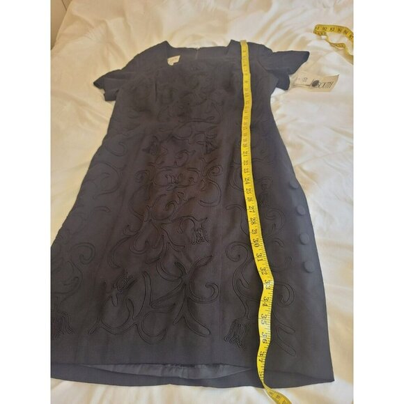 PlazaSouth SheathDress Embroidered WomensSize10 Black Coquette Office PreppyNWT - Picture 8 of 9